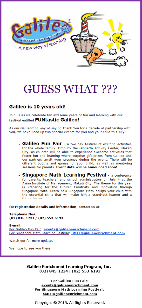 GUESS WHAT??? Galileo is 10 years old!